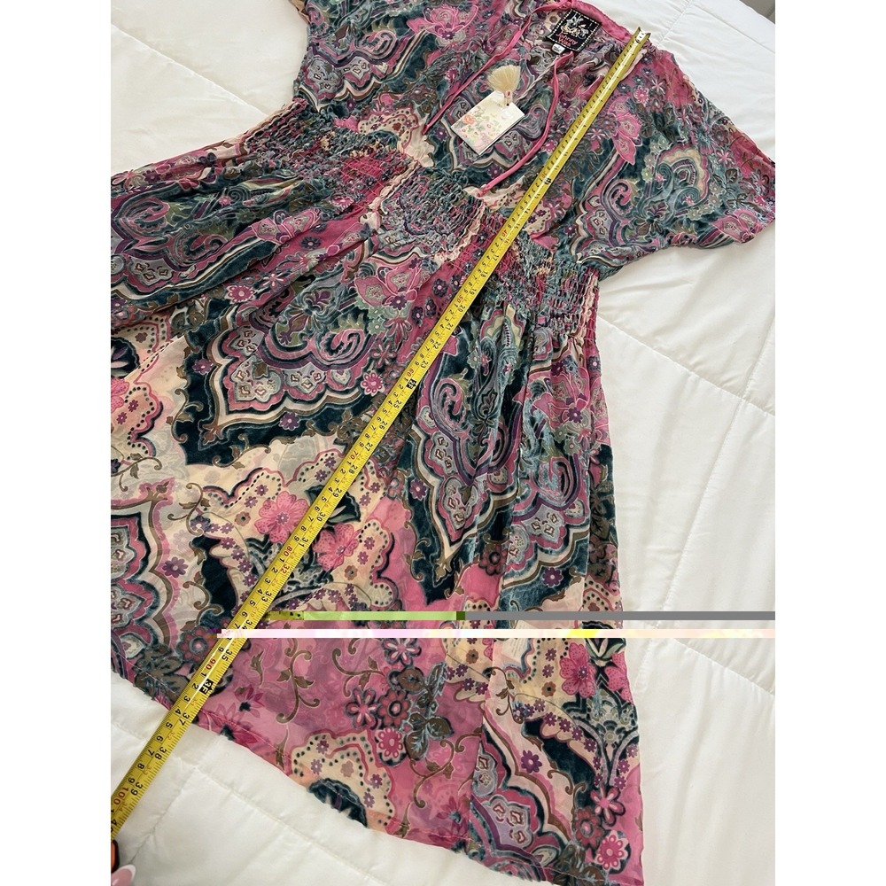 Johny Was Thia Burnout Dress Womens Size S Floral Boho Festival Sheer Luxe Chic - Picture 8 of 15